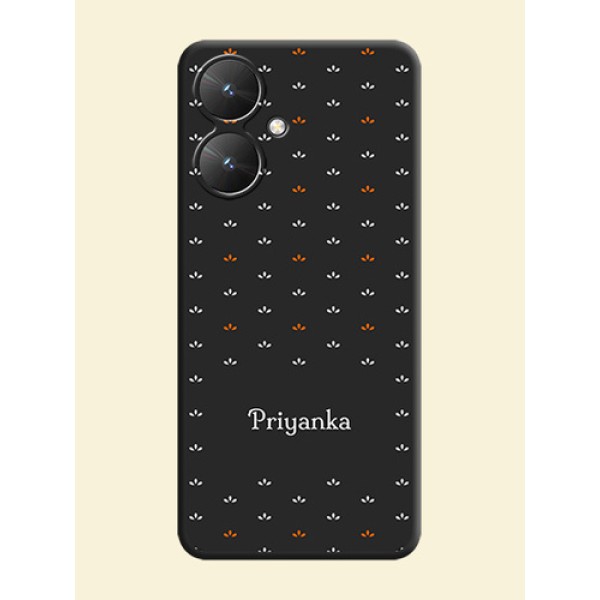 Simple Pattern With Custom Text On Space Black Custom Soft Matte Mobile Back Cover - Redmi 13C 5G