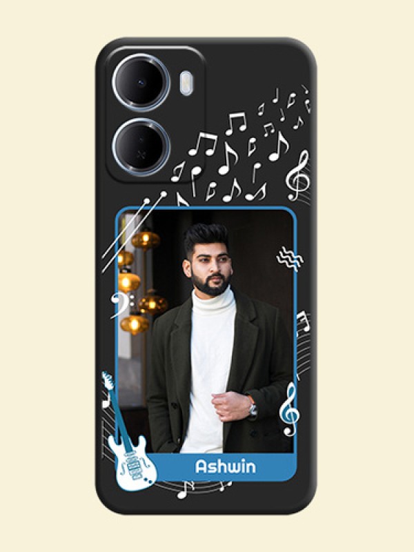Musical Theme Design with Text on Photo On Space Black Custom Soft Matte Mobile Back Cover - Xiaomi Redmi 15A 5G