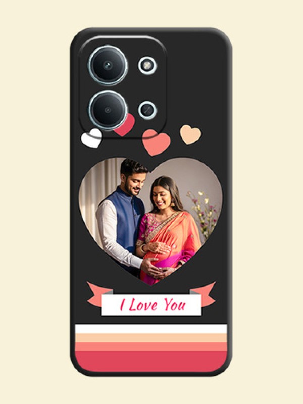 Love Shaped Photo with Colorful Stripes On Space Black Custom Soft Matte Mobile Back Cover - Xiaomi Redmi 15C 5G