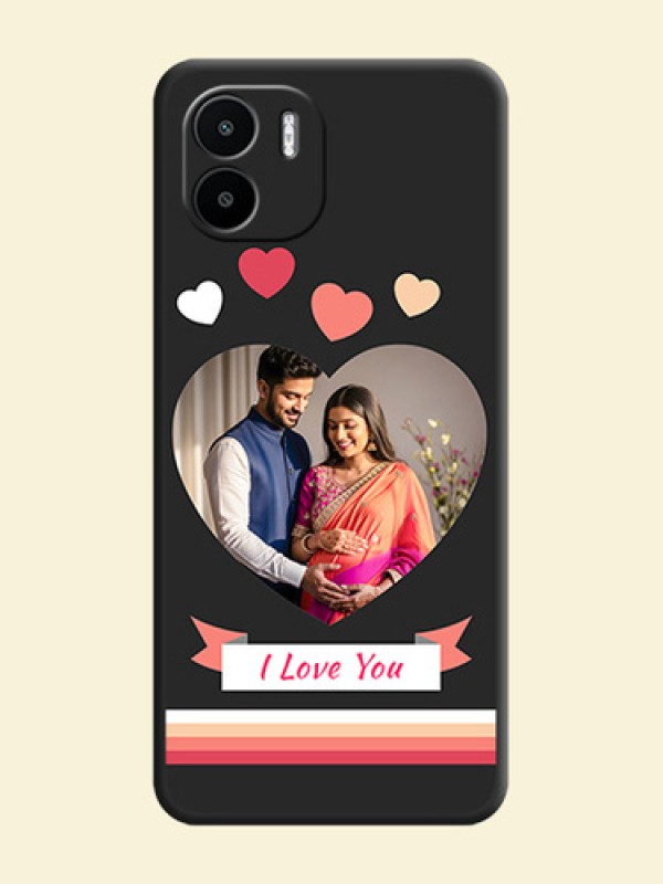 Love Shaped Photo with Colorful Stripes on Personalised Space Black Soft Matte Cases - Xiaomi Redmi A2