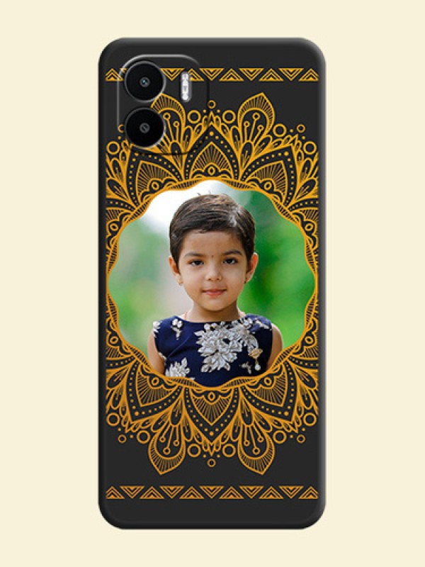 Round Image with Floral Design on Photo on Space Black Soft Matte Mobile Cover - Xiaomi Redmi A2