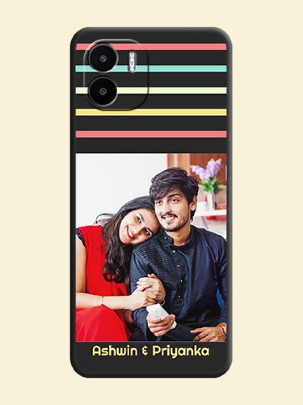 Color Stripes with Photo and Text on Photo on Space Black Soft Matte Mobile Case - Xiaomi Redmi A2