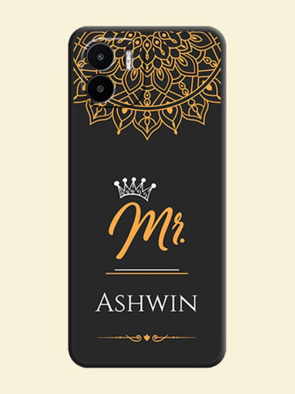 Mr Name with Floral Design  on Personalised Space Black Soft Matte Cases - Xiaomi Redmi A2