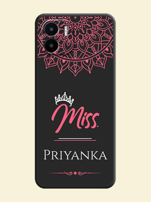 Mrs Name with Floral Design on Space Black Personalized Soft Matte Phone Covers - Xiaomi Redmi A2
