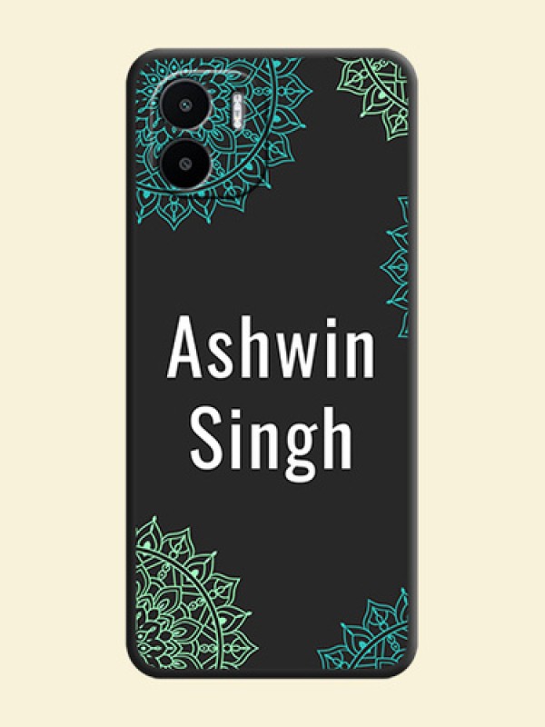 Your Name with Floral Design on Space Black Custom Soft Matte Back Cover - Xiaomi Redmi A2