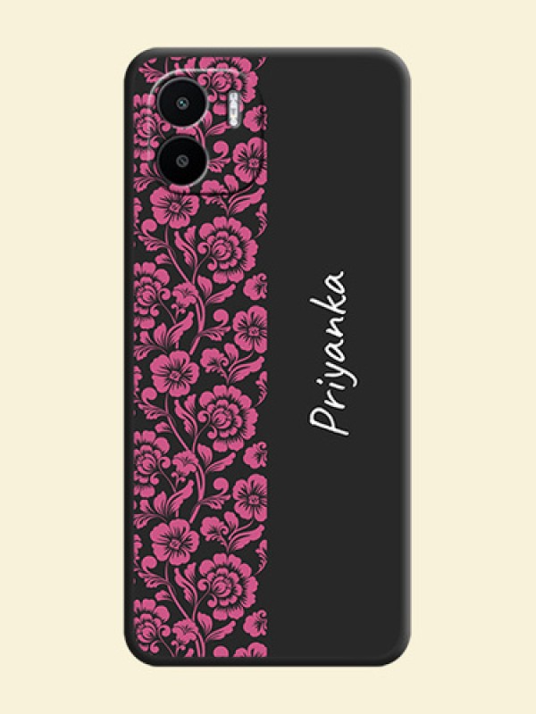 Pink Floral Pattern Design With Custom Text On Space Black Personalized Soft Matte Phone Covers -Xiaomi Redmi A2