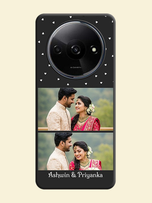 Miniature Love Symbols with Name on Space Black Custom Soft Matte Back Cover - Redmi A3