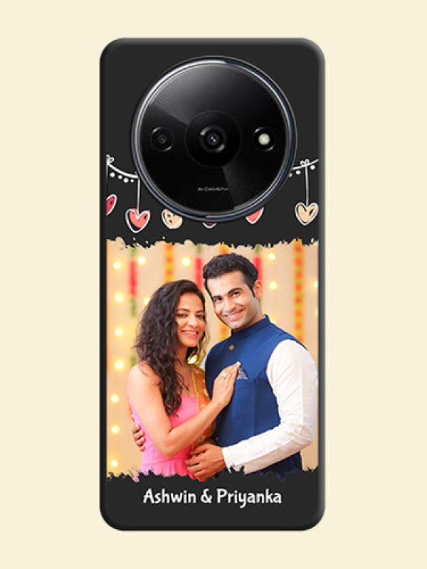 Pink Love Hangings with Name on Space Black Custom Soft Matte Phone Cases - Redmi A3
