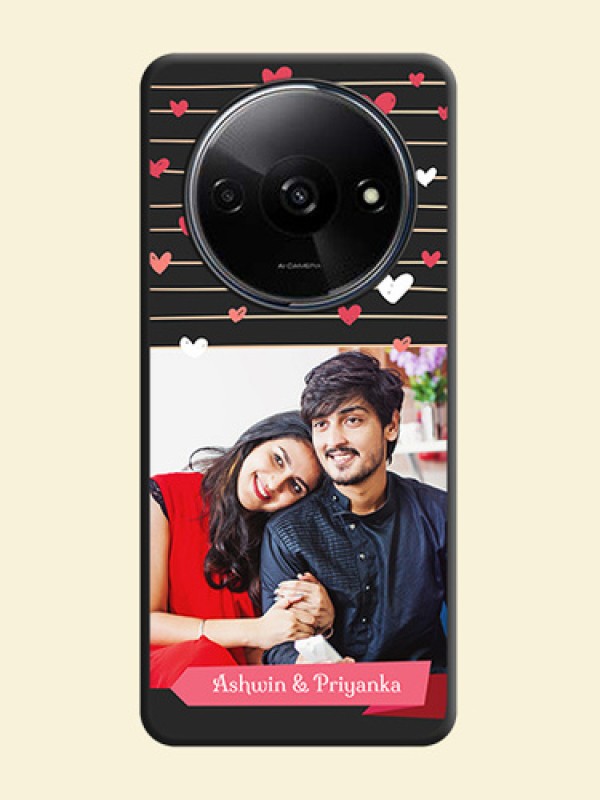 Love Pattern with Name on Pink Ribbon - Photo on Space Black Soft Matte Back Cover - Redmi A3