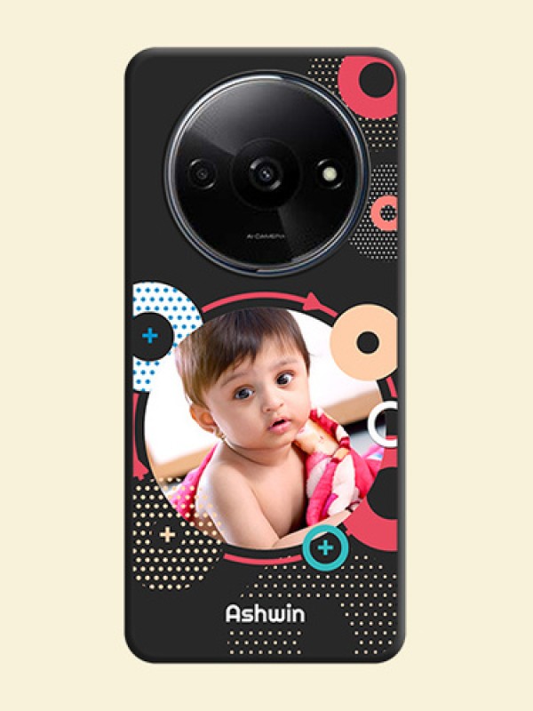 Multicoloured Round Image on Personalised Space Black Soft Matte Cases - Redmi A3