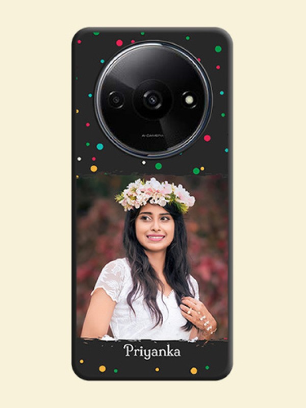 Multicolor Dotted Pattern with Text on Space Black Custom Soft Matte Phone Back Cover - Redmi A3