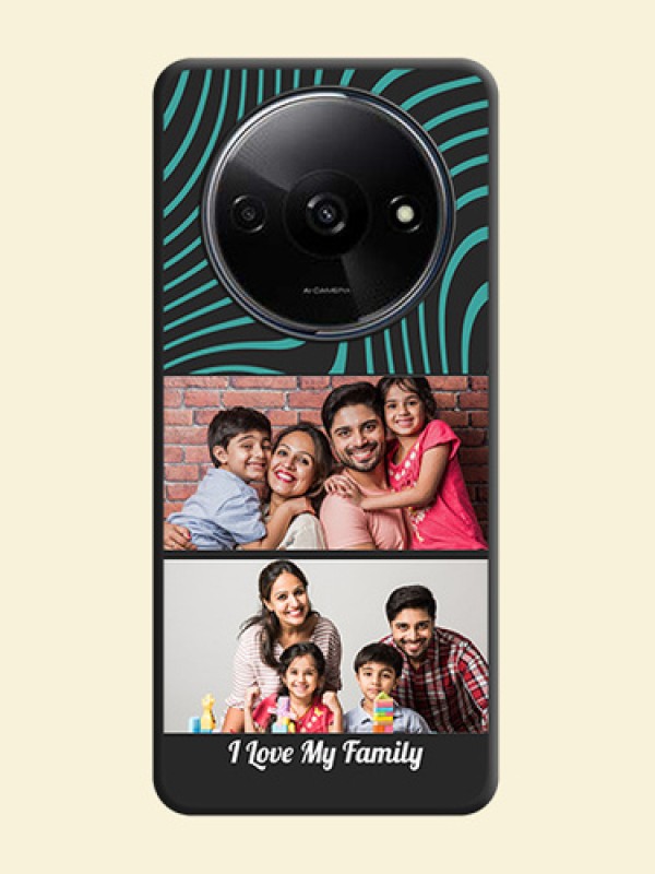 Wave Pattern with 2 Image Holder on Space Black Personalized Soft Matte Phone Covers - Redmi A3