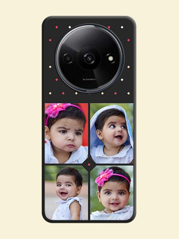 Multicolor Dotted Pattern with 4 Image Holder on Space Black Custom Soft Matte Phone Cases - Redmi A3