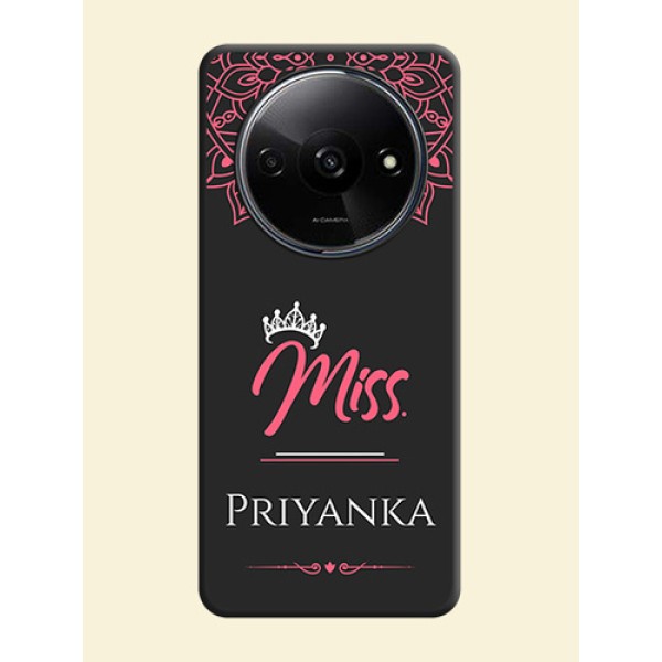 Mrs Name with Floral Design on Space Black Personalized Soft Matte Phone Covers - Redmi A3