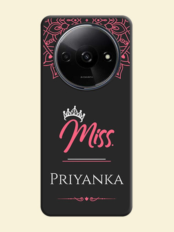 Mrs Name with Floral Design on Space Black Personalized Soft Matte Phone Covers - Redmi A3