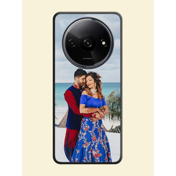 Full Single Pic Upload On Space Black Personalized Soft Matte Phone Covers - Redmi A3 Full Single Pic Upload On Space Black Personalized Soft Matte Phone Covers - Redmi A3