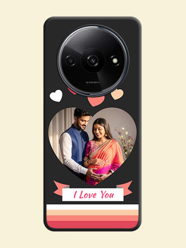 Love Shaped Photo with Colorful Stripes On Space Black Custom Soft Matte Mobile Back Cover - Redmi A3X