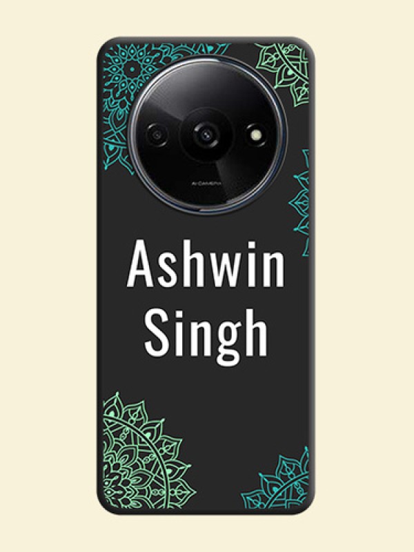Your Name with Floral Design On Space Black Custom Soft Matte Mobile Back Cover - Redmi A3X