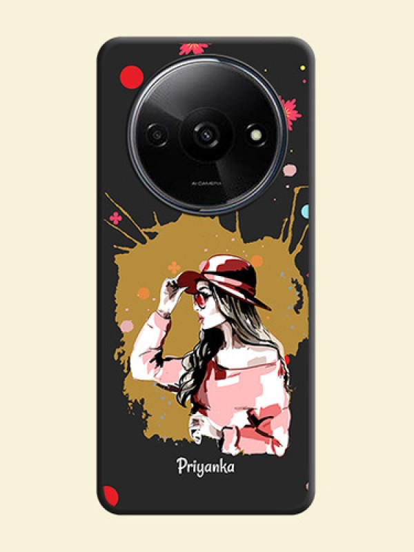 Mordern Lady With Color Splash Background With Custom Text On Space Black Custom Soft Matte Mobile Back Cover - Redmi A3X