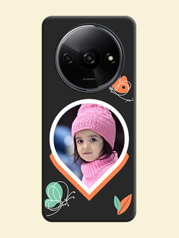 Upload Pic With Simple Butterly Design On Space Black Custom Soft Matte Mobile Back Cover - Redmi A3X