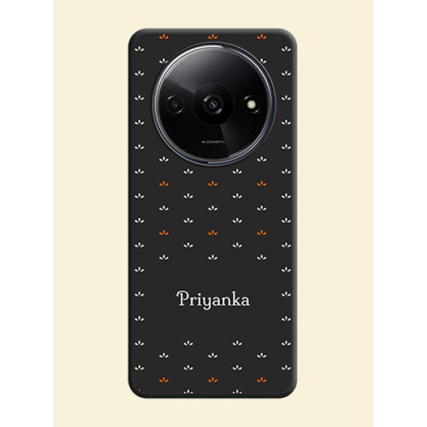 Simple Pattern With Custom Text On Space Black Custom Soft Matte Mobile Back Cover - Redmi A3X