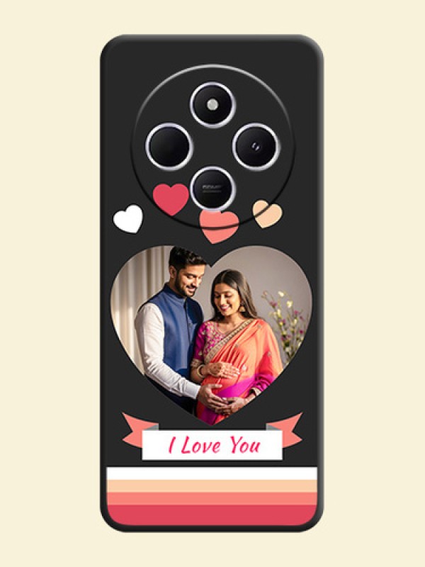 Love Shaped Photo with Colorful Stripes On Space Black Custom Soft Matte Mobile Back Cover - Xiaomi Redmi A4 5G