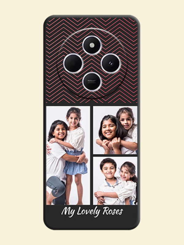 Wave Pattern with 3 Image Holder On Space Black Custom Soft Matte Mobile Back Cover - Xiaomi Redmi A4 5G