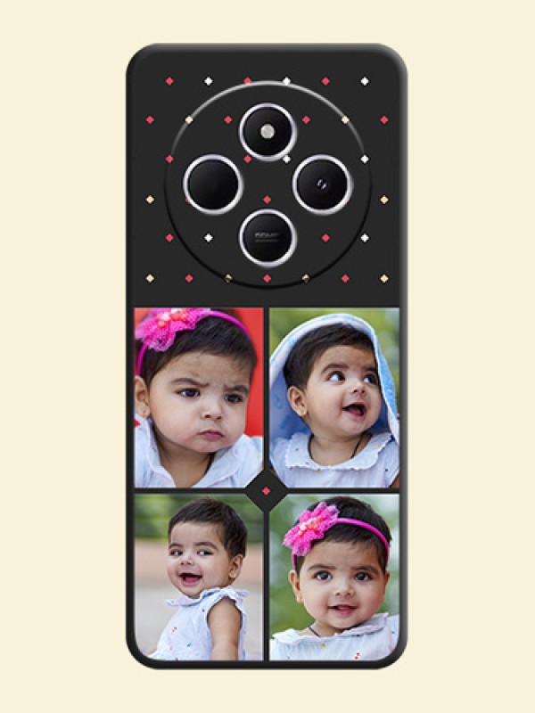 Multicolor Dotted Pattern with 4 Image Holder On Space Black Custom Soft Matte Mobile Back Cover - Xiaomi Redmi A4 5G