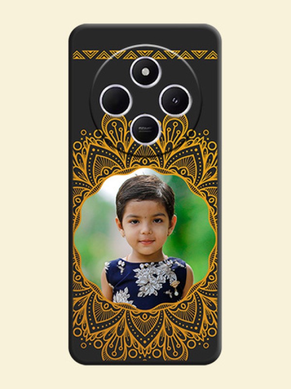 Round Image with Floral Design On Space Black Custom Soft Matte Mobile Back Cover - Xiaomi Redmi A4 5G