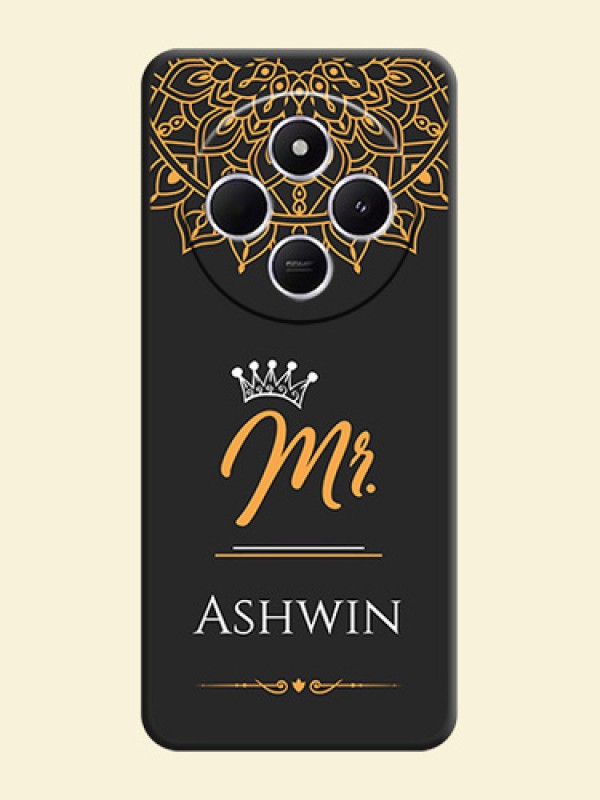 Mr Name with Floral Design On Space Black Custom Soft Matte Mobile Back Cover - Xiaomi Redmi A4 5G