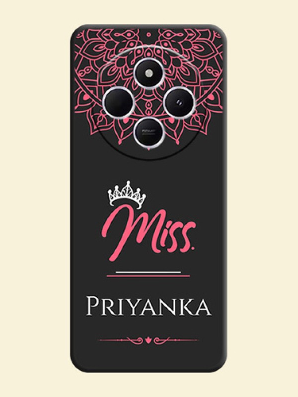Mrs Name with Floral Design On Space Black Custom Soft Matte Mobile Back Cover - Xiaomi Redmi A4 5G