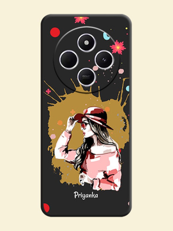 Mordern Lady With Color Splash Background With Custom Text On Space Black Custom Soft Matte Mobile Back Cover - Xiaomi Redmi A4 5G