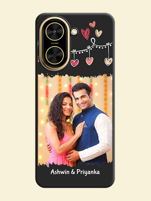 Pink Love Hangings with Name On Space Black Custom Soft Matte Mobile Back Cover - Xiaomi Redmi A5