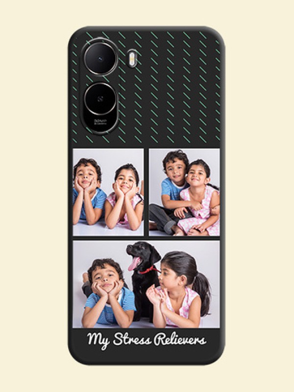 Cross Dotted Pattern with 2 Image Holder On Space Black Custom Soft Matte Mobile Back Cover - Xiaomi Redmi A7 Pro 5G