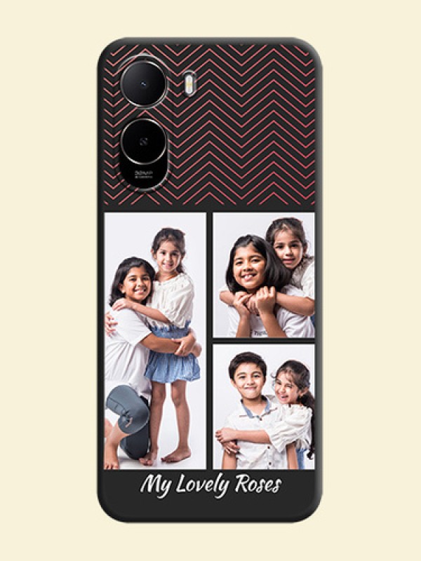 Wave Pattern with 3 Image Holder On Space Black Custom Soft Matte Mobile Back Cover - Xiaomi Redmi A7 Pro 5G