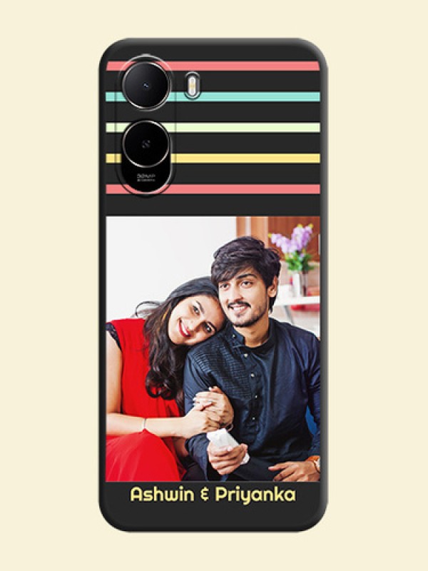 Color Stripes with Photo and Text on Photo On Space Black Custom Soft Matte Mobile Back Cover - Xiaomi Redmi A7 Pro 5G