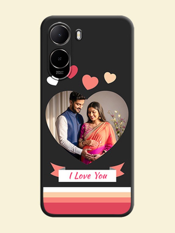 Love Shaped Photo with Colorful Stripes On Space Black Custom Soft Matte Mobile Back Cover - Xiaomi Redmi A7 Pro 4G