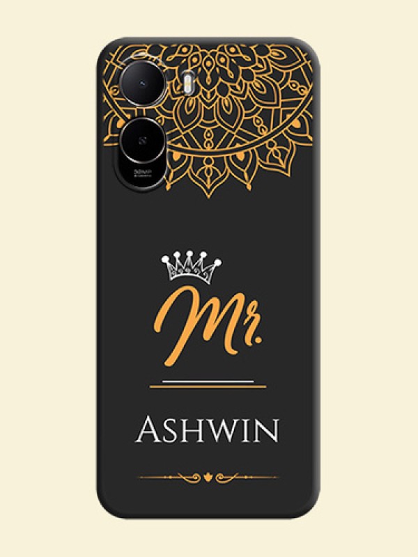 Mr Name with Floral Design On Space Black Custom Soft Matte Mobile Back Cover - Xiaomi Redmi A7 Pro 4G