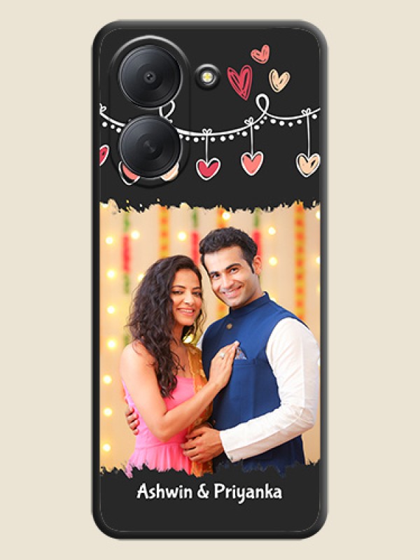 Pink Love Hangings with Name On Space Black Custom Soft Matte Mobile Back Cover - Xiaomi Redmi A7