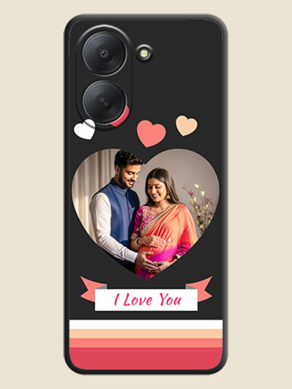 Love Shaped Photo with Colorful Stripes On Space Black Custom Soft Matte Mobile Back Cover - Xiaomi Redmi A7