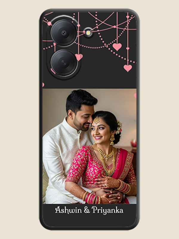 Pink Love Hangings with Text On Space Black Custom Soft Matte Mobile Back Cover - Xiaomi Redmi A7