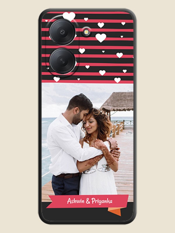 White Color Love Symbols with Pink Lines Pattern On Space Black Custom Soft Matte Mobile Back Cover - Xiaomi Redmi A7