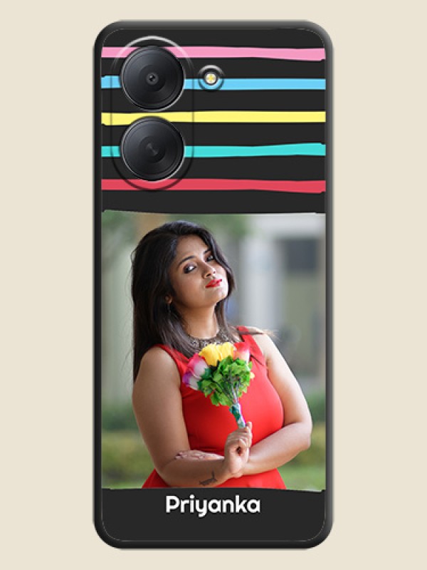 Multicolor Lines with Image On Space Black Custom Soft Matte Mobile Back Cover - Xiaomi Redmi A7