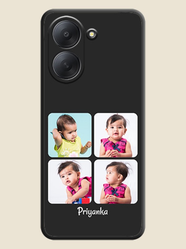 Floral Art with 6 Image Holder on Photo On Space Black Custom Soft Matte Mobile Back Cover - Xiaomi Redmi A7