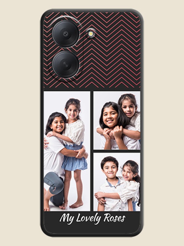 Wave Pattern with 3 Image Holder On Space Black Custom Soft Matte Mobile Back Cover - Xiaomi Redmi A7