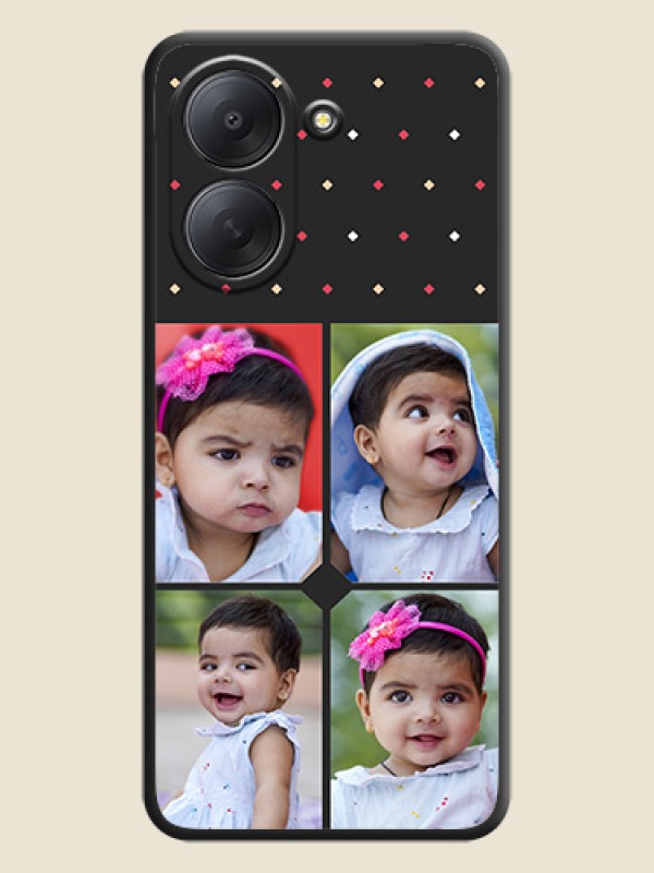 Multicolor Dotted Pattern with 4 Image Holder On Space Black Custom Soft Matte Mobile Back Cover - Xiaomi Redmi A7