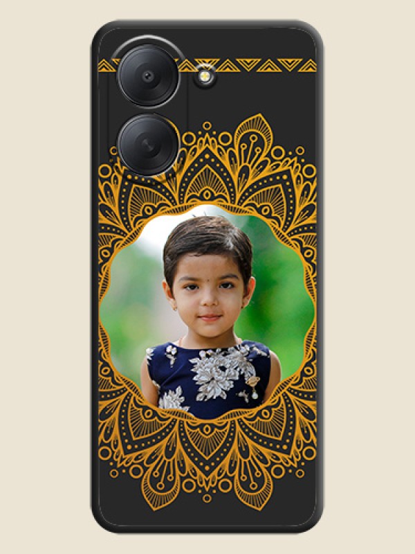 Round Image with Floral Design On Space Black Custom Soft Matte Mobile Back Cover - Xiaomi Redmi A7