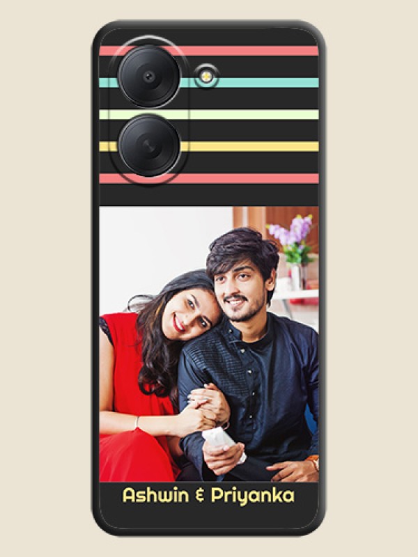 Color Stripes with Photo and Text on Photo On Space Black Custom Soft Matte Mobile Back Cover - Xiaomi Redmi A7