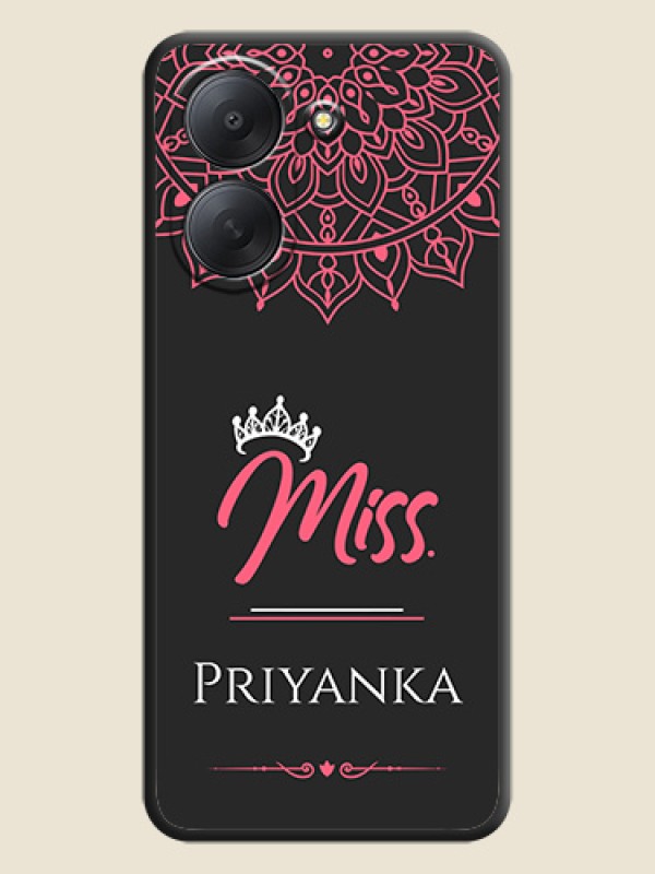 Mrs Name with Floral Design On Space Black Custom Soft Matte Mobile Back Cover - Xiaomi Redmi A7