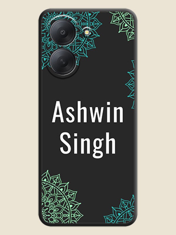 Your Name with Floral Design On Space Black Custom Soft Matte Mobile Back Cover - Xiaomi Redmi A7